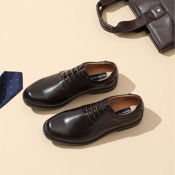Men's Formal Synthetic Leather Dress Shoes - DARK BROWN - 8